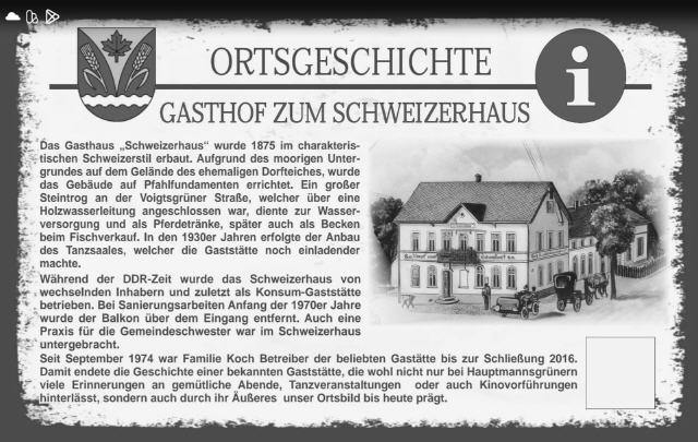 Infotafel am Gasthof "Schweizerhaus"