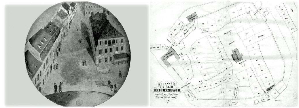 Die Innenstadt vor dem gro&szlig;en Stadtbrand von 1773
