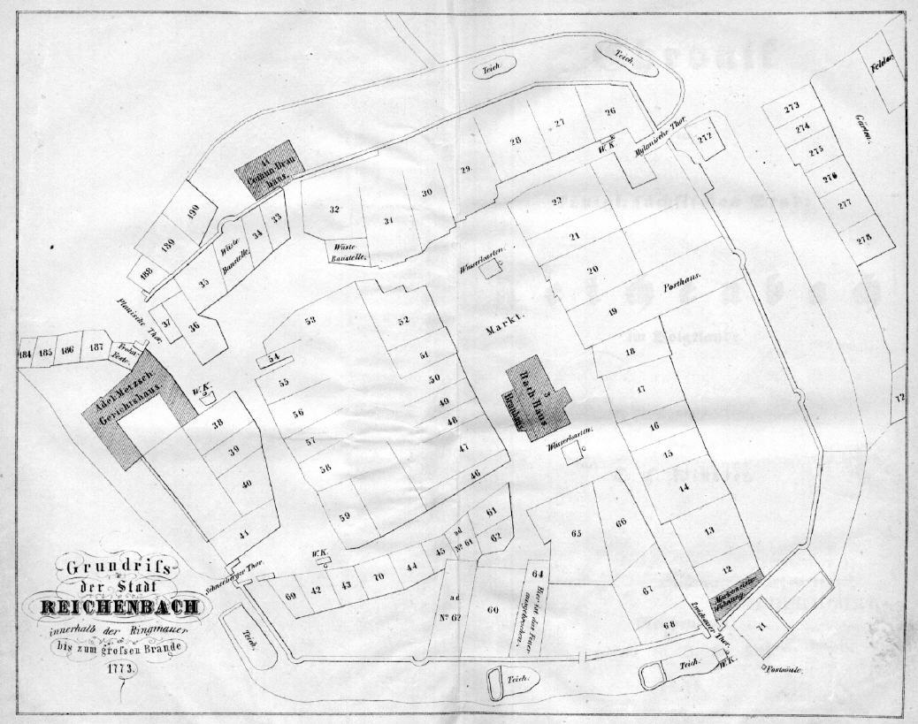 Innenstadt vor dem großen Stadtbrand von 1773
